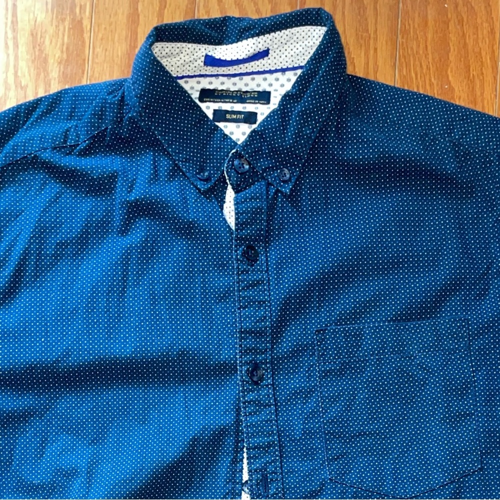 Navy Slim Fit Casual Dress Shirt